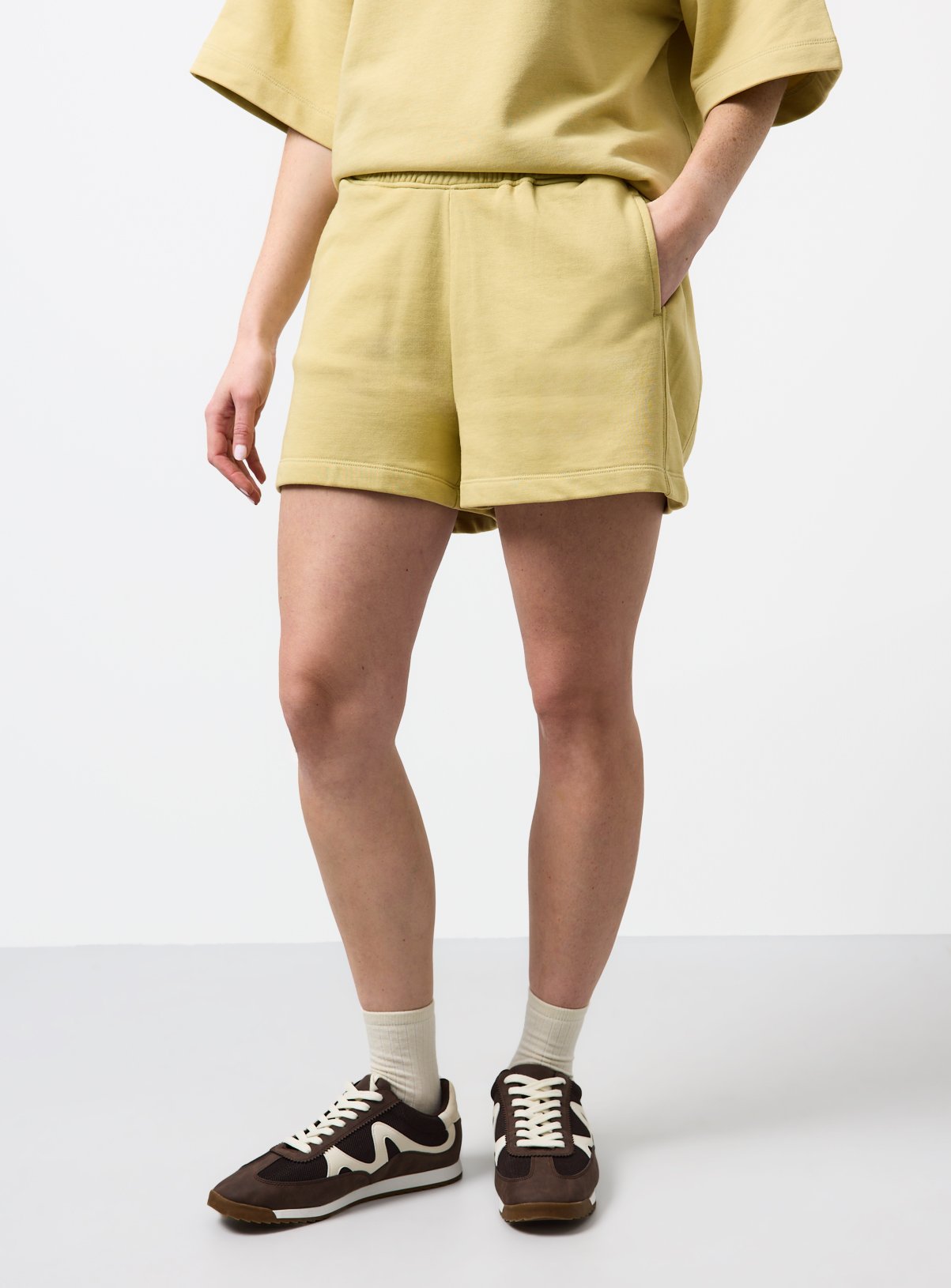 Pale Green Washed Co-ord Jersey Shorts M - Image 1 thumbnail